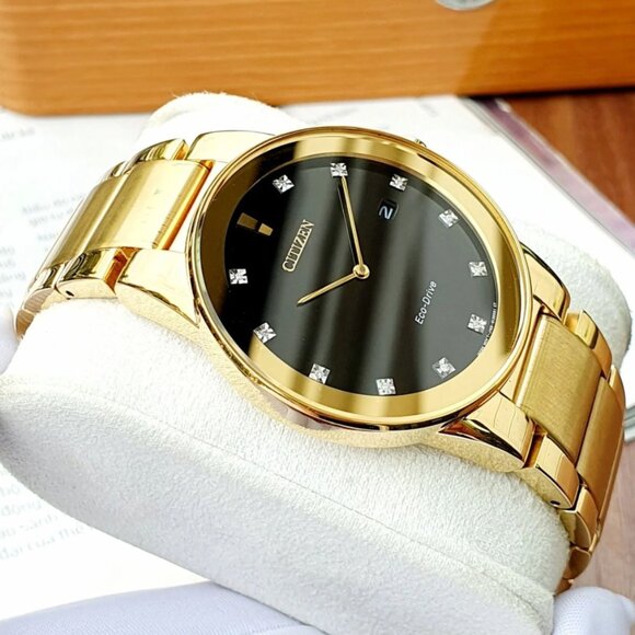 CITIZEN AU1062-56G AXIOM BLACK DIAMOND DIAL GOLD STAINLESS BRACELET MENS WATCH - Picture 13 of 14